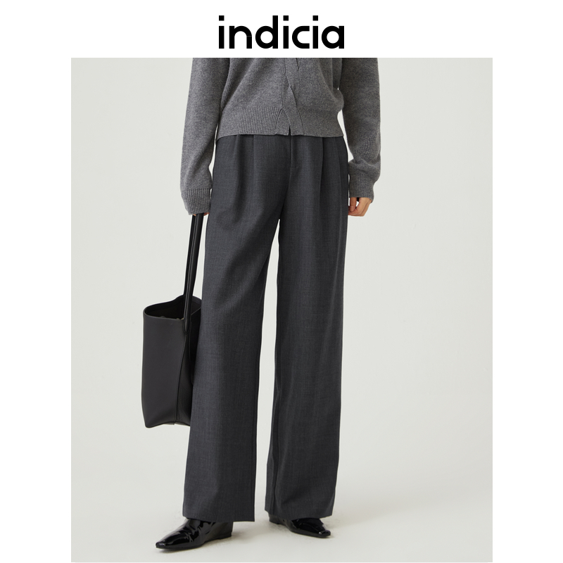 indicia标记商场同款冬季直筒裤羊毛混纺休闲裤子5D312KZ630C