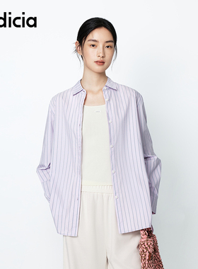 indicia标记商场同款25春新款棉质条纹休闲宽松衬衫女F2A5CS019F