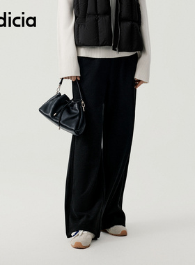 indicia标记商场同款25冬季女装黑色松紧休闲裤长裤子F2D5KZ507N