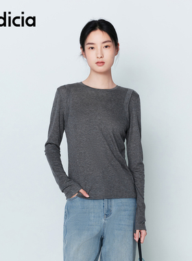 indicia标记商场同款26春季新款女装灰色长袖T恤上衣L2A6TX022
