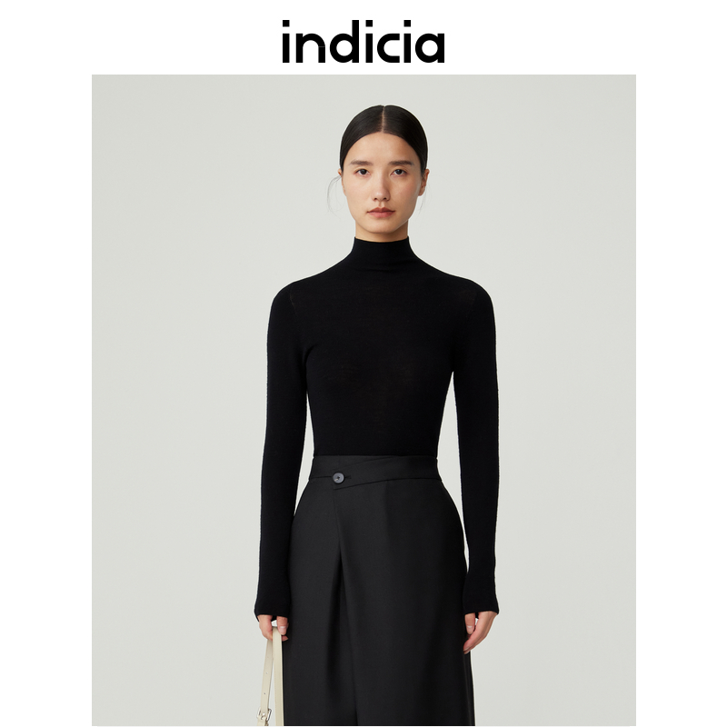 indicia  简约打底高领针织衫上衣冬季新款商场同款标记女装