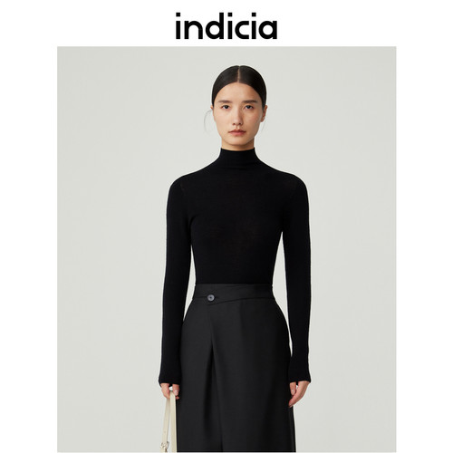 indicia  简约打底高领针织衫上衣冬季新款商场同款标记女装