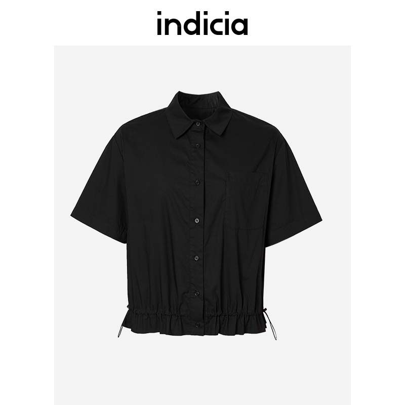 indicia短袖衬衫抽绳上衣设计感小众女春秋季商场同款标记女装,女装/女士精品,衬衫,淘宝优惠券,粉丝福利购,淘宝优惠卷