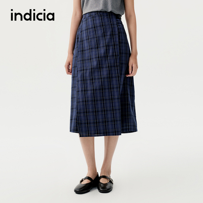 indicia标记商场同款25秋新款高腰显瘦绑带格纹半身裙F2C5QZ464C