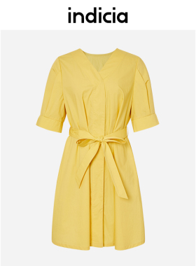 indicia短袖V领赫本风连衣裙夏季商场同款标记女装5B304LQ137