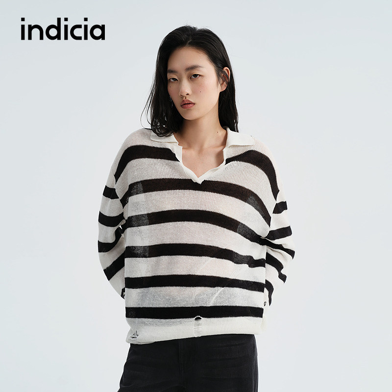 indicia标记商场同款2026夏季新款女装条纹针织衫H2B6ZZ133F