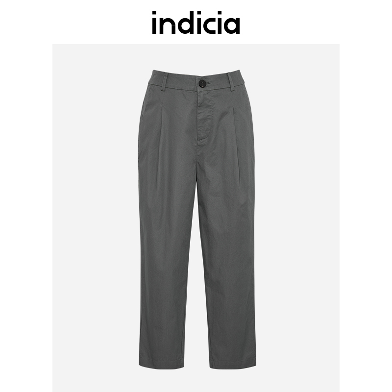 indicia标记纯棉休闲裤灰色直筒裤子夏季商场同款女装5B305KZ171 indicia标记纯棉休闲裤灰色直筒裤子夏季商场同款女装5B305KZ171