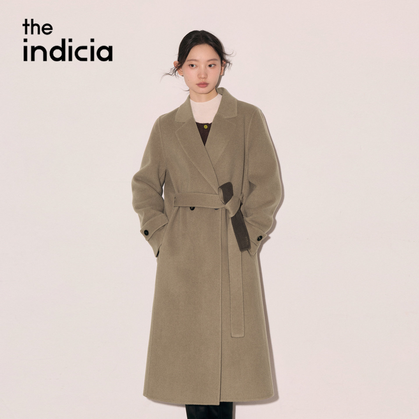 indicia标记羊毛羊绒大衣女毛呢外套2026冬季新款女装L2D5DY244Z
