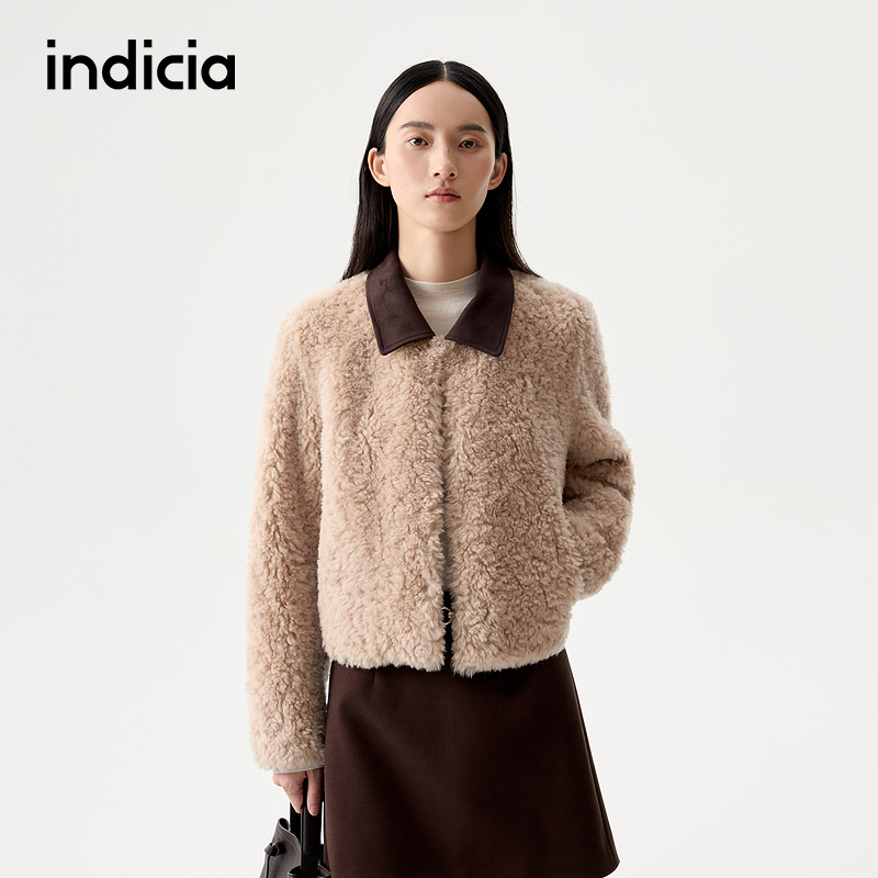 indicia标记商场同款25冬季新款女装羊毛短款毛绒外套L2D5WT265