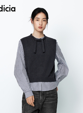 indicia标记商场同款25春新款韩版设计条纹衬衫两件套F2A5SY025N