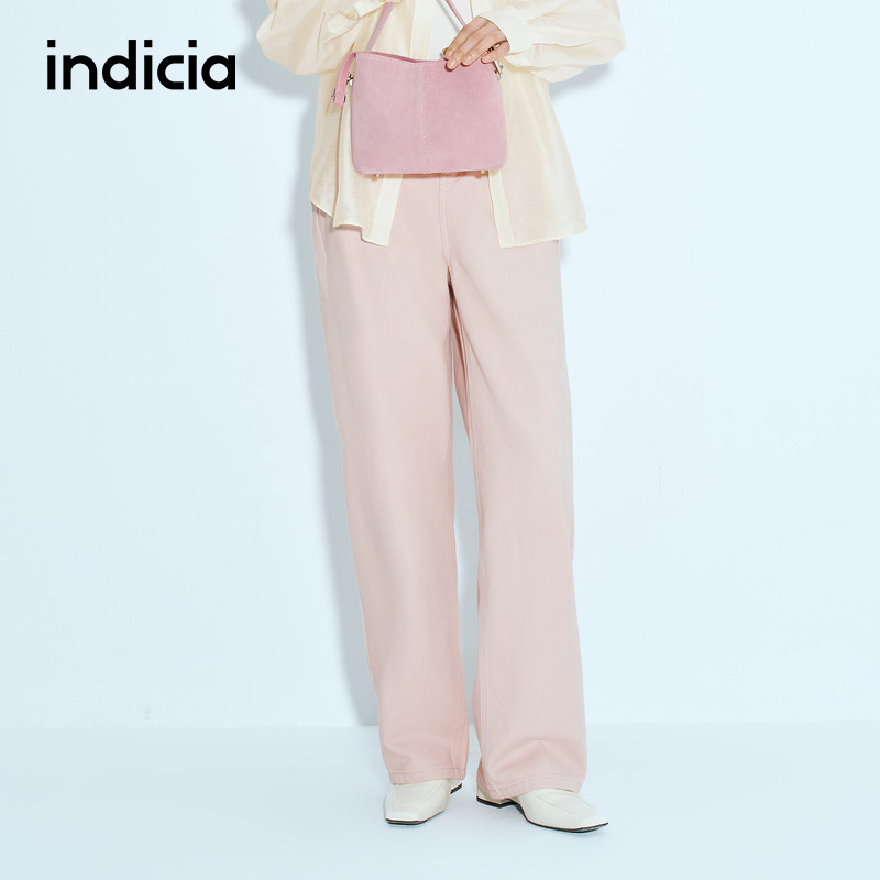indicia标记商场同款夏季新款简约粉色休闲牛仔裤女6B404NK191C