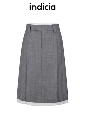 indicia标记商场同款25春新款短款拼接设计感A字褶裙 F2A5QZ065F