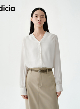 indicia标记商场同款25夏新款米色V领轻薄衬衫F2B5CS121C
