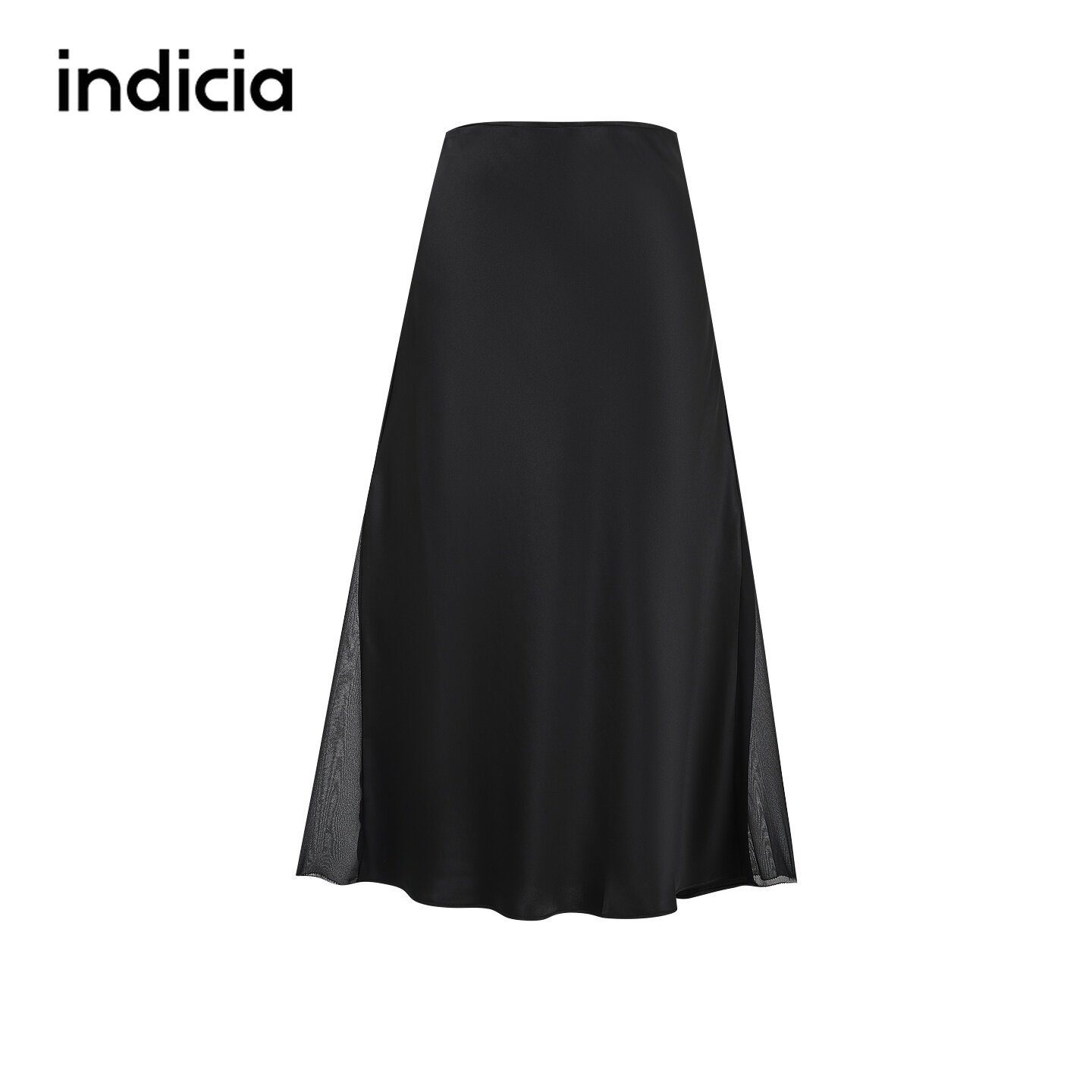 indicia标记商场同款2026夏季新款女装黑色半身裙长裙子