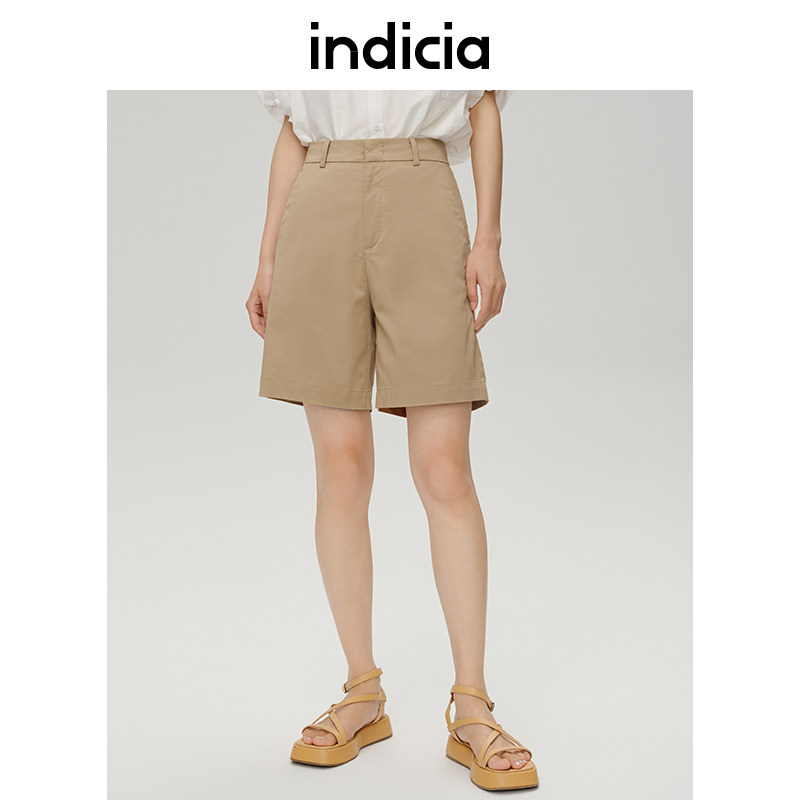 indicia休闲短裤高腰直筒裤子夏季新款商场同款标记女装