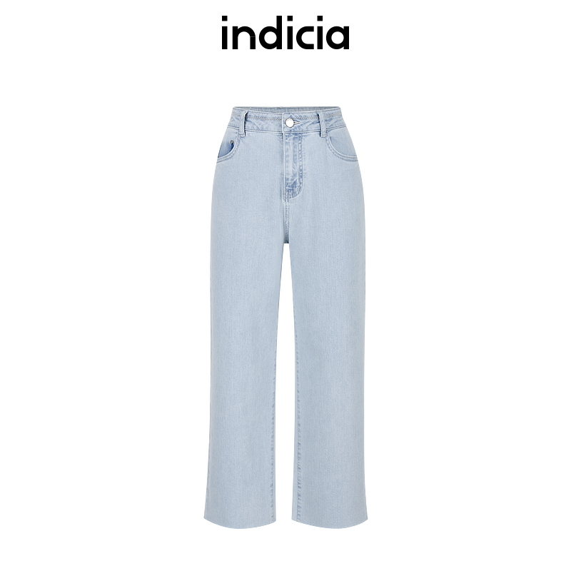indicia标记商场同款25夏新款浅蓝直筒百搭牛仔裤女F2B5NK234N