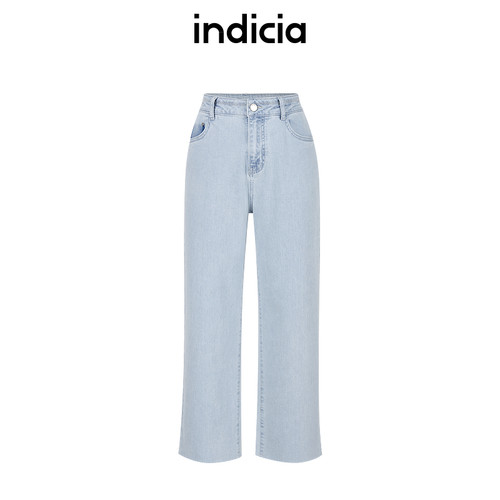 indicia标记商场同款25夏新款浅蓝直筒百搭牛仔裤女F2B5NK234N