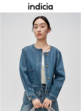 indicia标记商场同款2024春新款天空蓝短款牛仔外套6A403WT172C