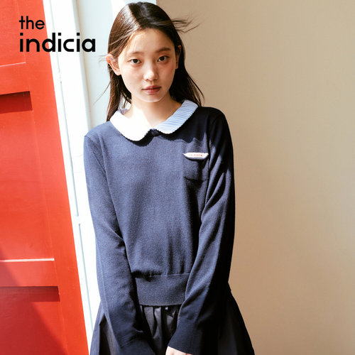 indicia标记商场同款2026秋季新款女装藏青羊毛针织衫L2C6ZZ237Y