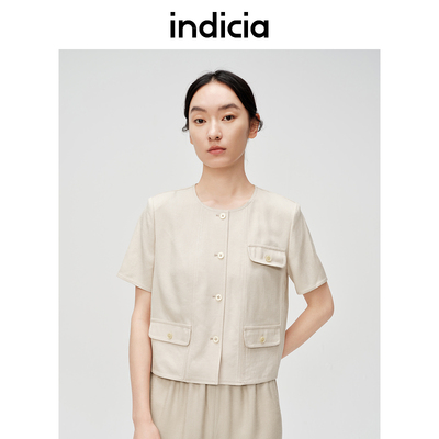 indicia标记商场同款女装夏季气质百搭醋纤短袖外套6B406WT366N