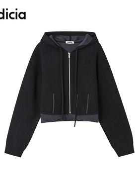 indicia标记商场同款修身黑色卫衣设计感短款开衫女装F2D4KS777F