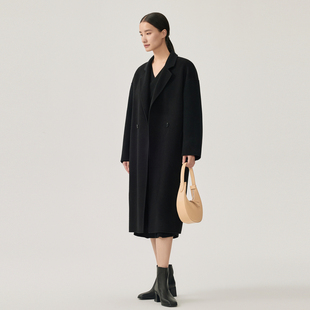 indicia双面呢羊绒羊毛大衣女长款毛呢外套冬季商场同款标记女装