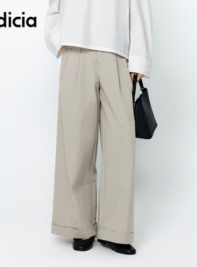 indicia标记商场同款25春新款韩版宽松休闲裤高腰卷边F2A5KZ050N