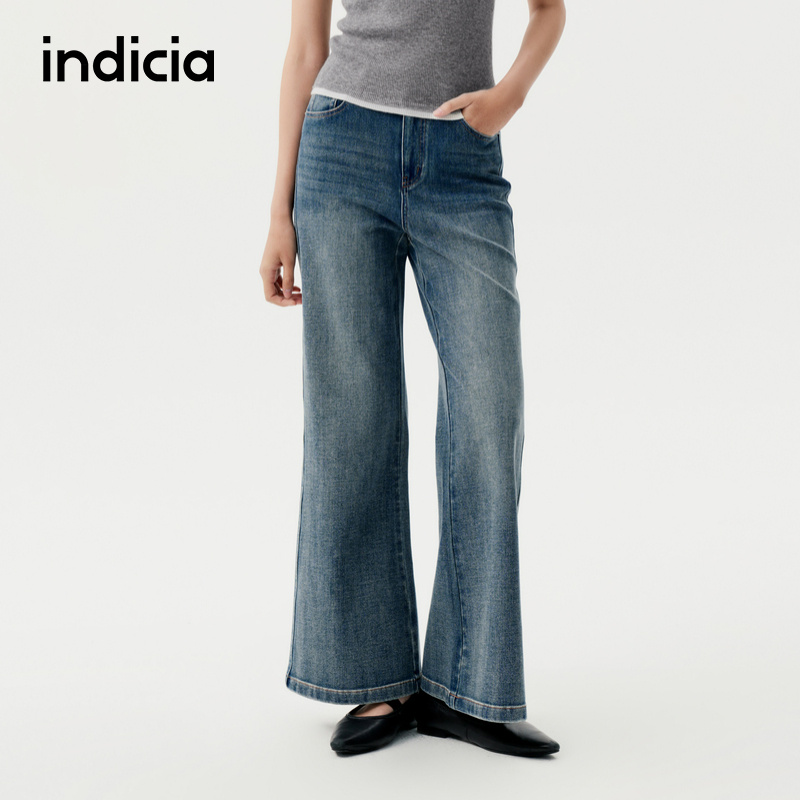 indicia标记商场同款25秋新款经典简约微喇牛仔裤高腰F2C5NK394C