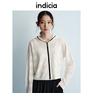 拼接简约罩衫 L2B5KS041 连帽轻薄拉链开衫 indicia标记25春夏新款