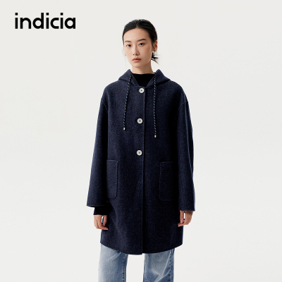 indicia标记商场同款2025冬季新款女装毛呢外套羊毛大衣L2D5DY235
