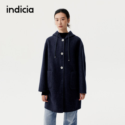 indicia标记商场同款2025冬季新款女装毛呢外套羊毛大衣L2D5DY235