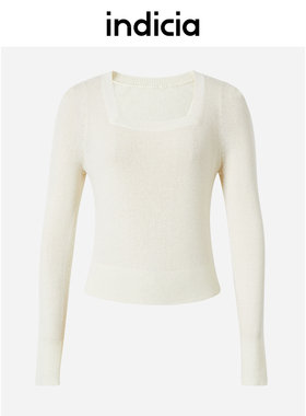 indicia方领羊毛衫女针织衫毛衣上衣春秋商场同款标记女装