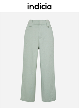 indicia浅绿色休闲裤弹性长裤夏季商场同款标记女装5B306KZ207