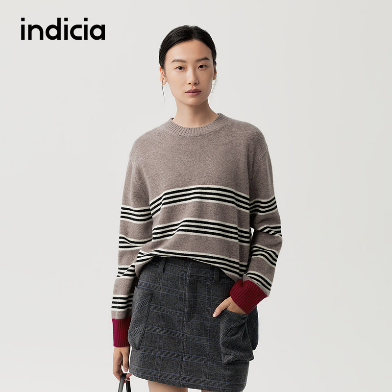 indicia标记商场同款冬季新款女装羊毛针织衫毛衣F2D5MS609F