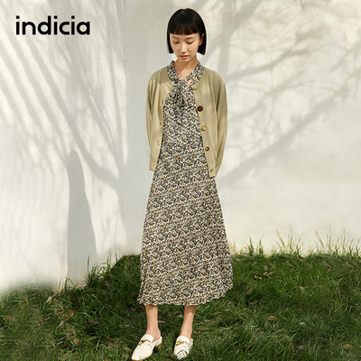 indicia连衣裙中长裙女装碎花