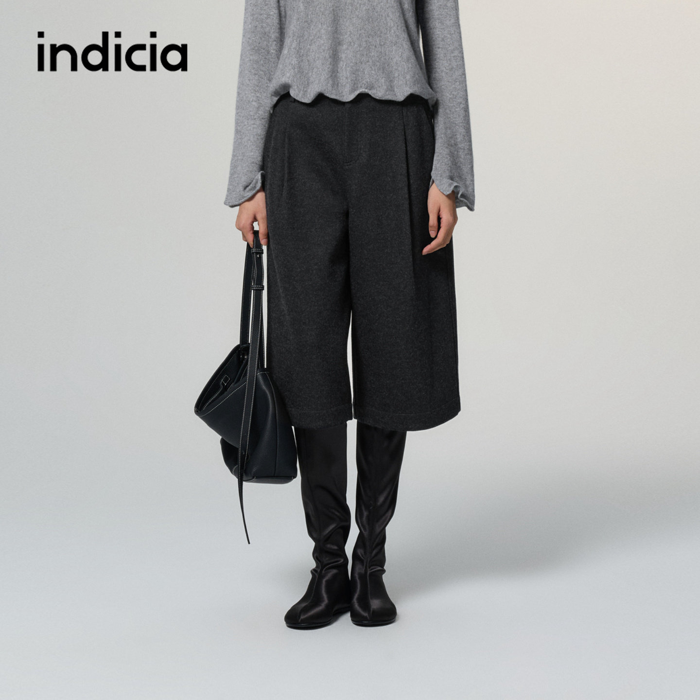 indicia标记商场同款灰色七分裤休闲裤子2026秋冬季新款女装