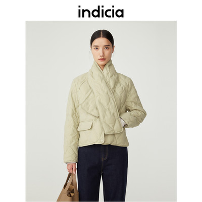 indicia 简约格纹轻薄羽绒服外套女冬季新款商场同款标记女装