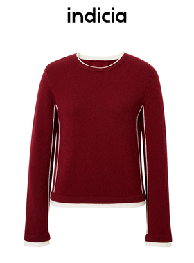 indicia标记商场羊绒毛衣红色羊毛针织衫秋冬女装F2D4MS820C