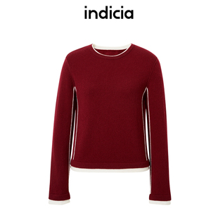 indicia标记商场羊绒毛衣红色羊毛针织衫秋冬女装F2D4MS820C