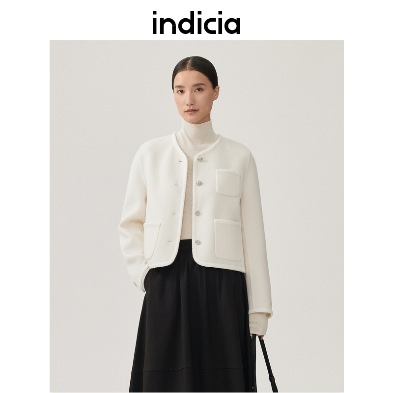 indicia 小香风羊毛大衣短外套冬季新款商场同款标记女装