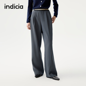 indicia标记25秋新款 老钱风撞色松紧腰宽松褶皱休闲裤 L2C5KZ172