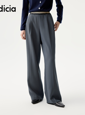 indicia标记25秋新款老钱风撞色松紧腰宽松褶皱休闲裤L2C5KZ172