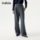 indicia标记25秋新款 老钱风撞色松紧腰宽松褶皱休闲裤 L2C5KZ172