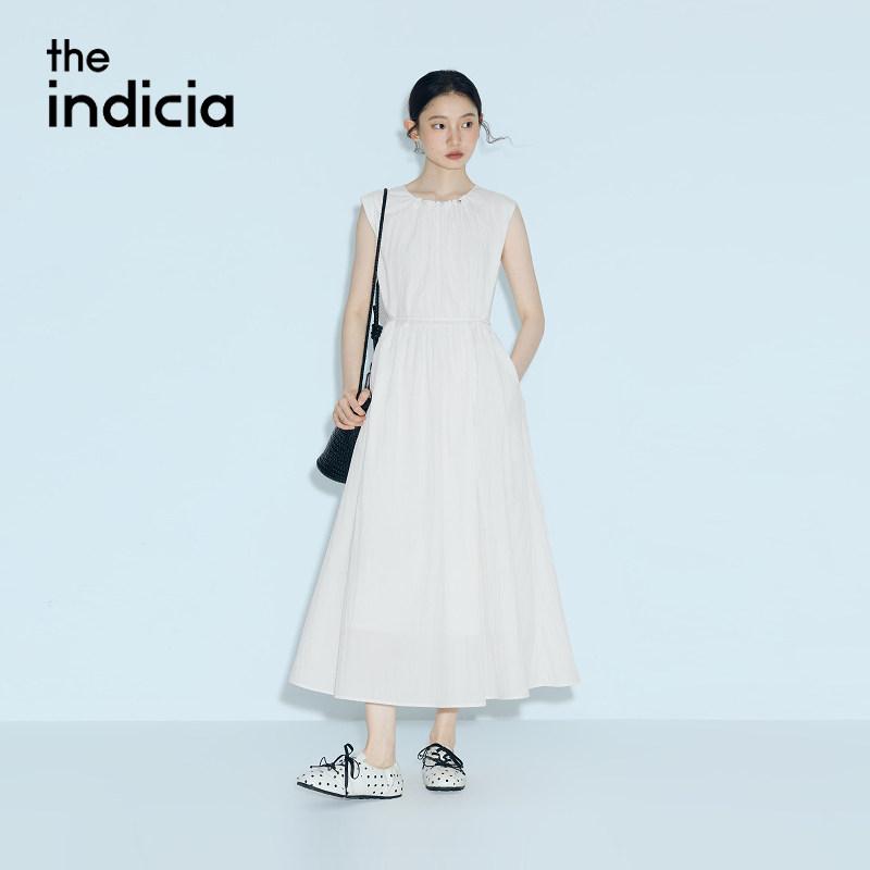 indicia标记商场同款2026夏季新款女装连衣裙白色长裙子L2B6LQ114