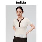 夏季 薄款 短袖 indicia标记商场同款 针织衫 撞色休闲简约6B405ZZ296C