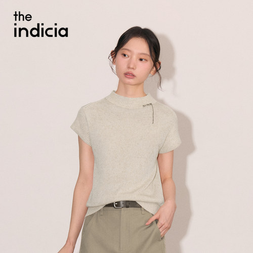indicia标记商场同款2026秋季女装杏色针织衫短袖上衣L2C6ZZ226Z