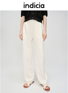 indicia标记商场同款米白休闲裤显瘦直筒裤夏季裤子6B404KZ204N-1