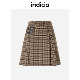 indicia 羊毛半身裙女A字裙子短款复古秋冬季时尚标记女装