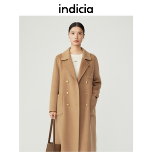 indicia 羊毛山羊绒大衣双面毛呢外套驼色冬季商场同款标记女装