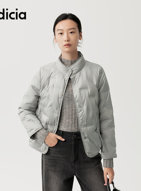 indicia标记商场同款25冬女装羽绒服短款灰色立领外套F2D5YR480N